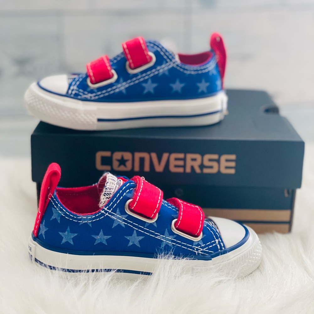 Baby Converse Radio Blue/Red Star Sneakers - Picture 5 of 7